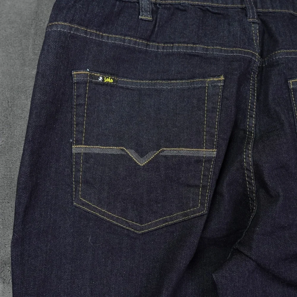 Lois Brad Slim Jeans Men 38x27.5 Dark Blue Straight Leg Stretch Comfort Waist